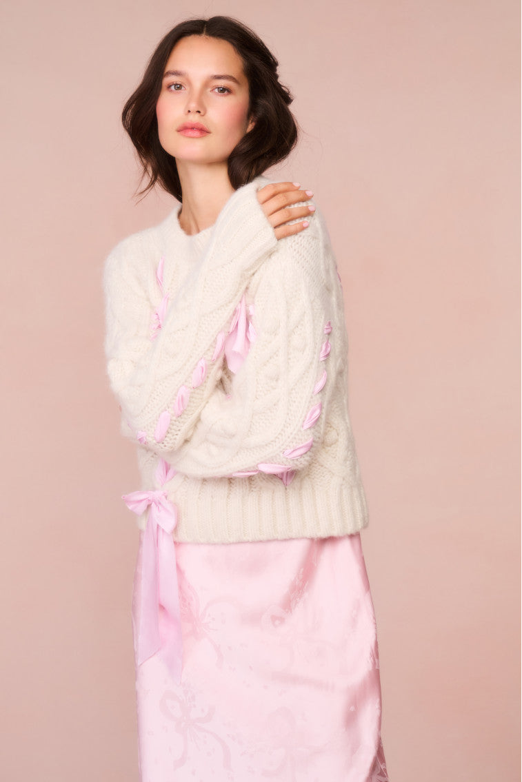 Parson Alpaca-Blend Ribbon Pullover - ICY BLUSH