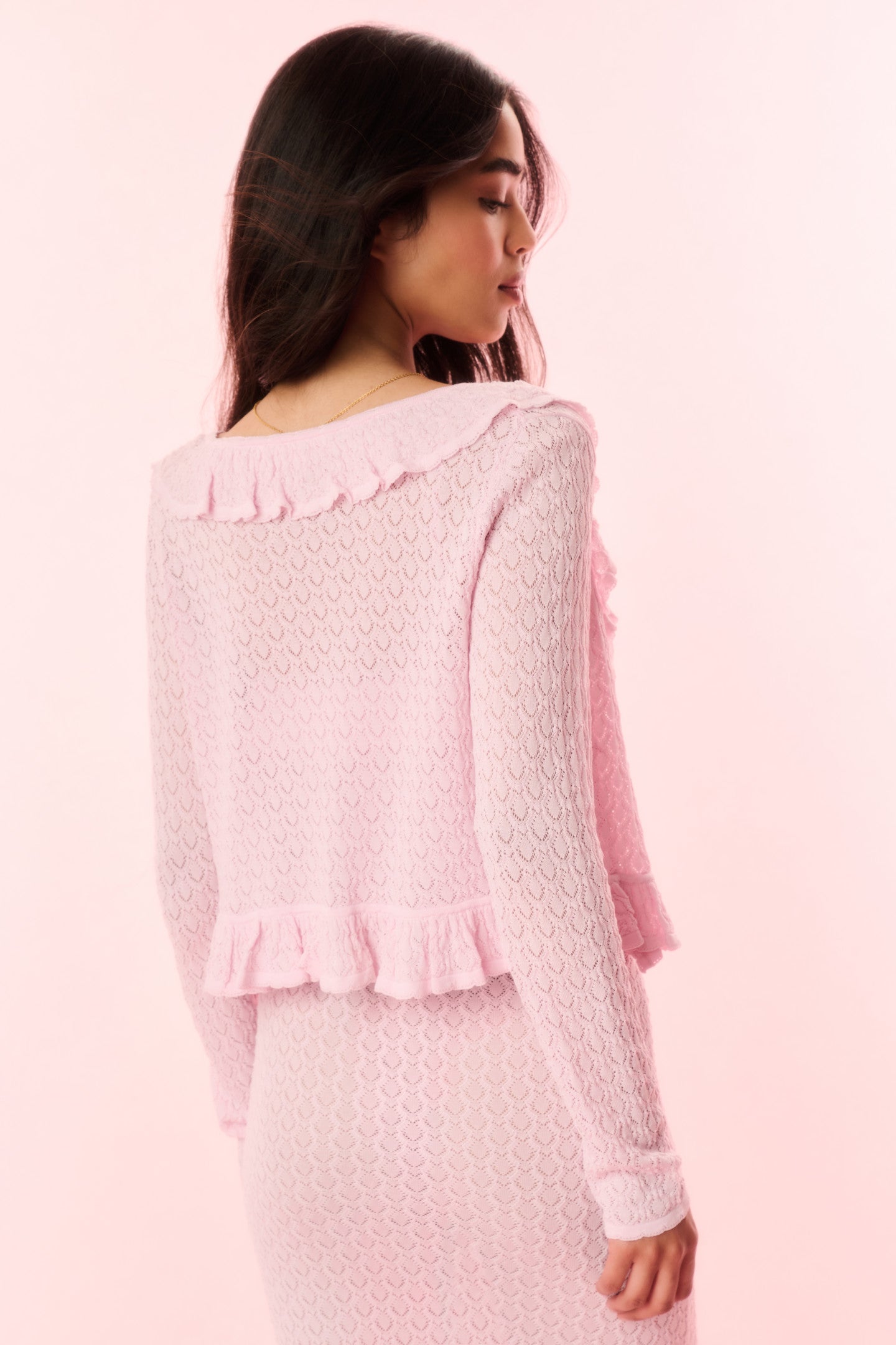 Nilah Stretch Knit Cardigan - LOTUS PETAL