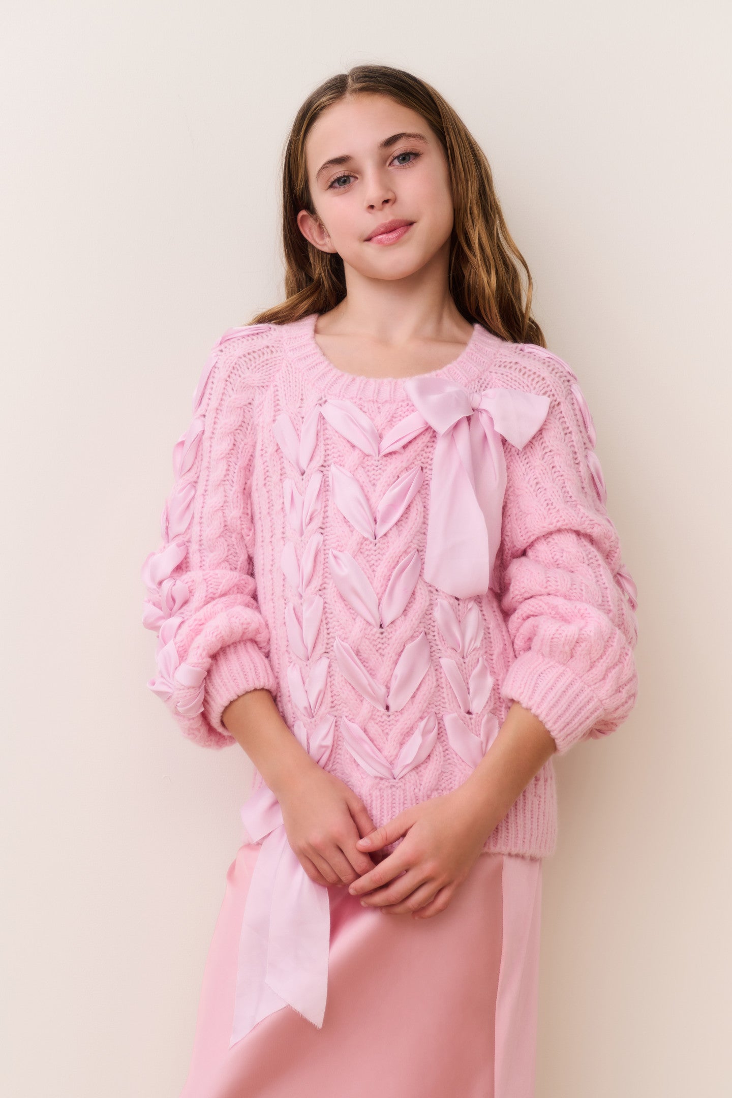 Tween Doria Alpaca-Blend Ribbon Pullover