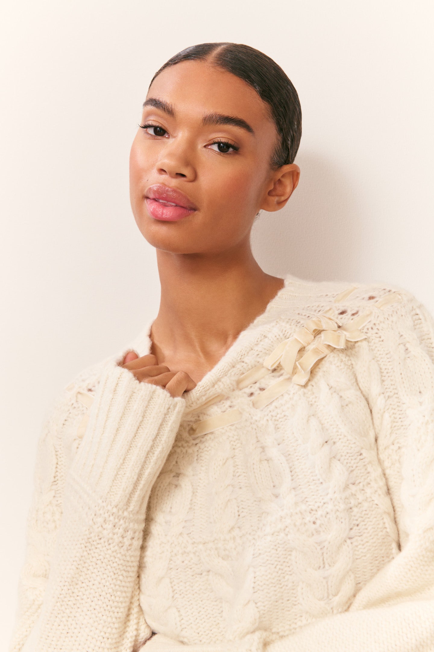 Sloanna Knit Cotton Ribbon Pullover